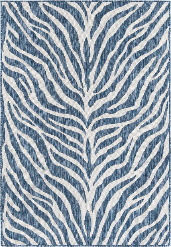 Unique Loom Natural 2' X 8' Outdoor Safari Runner - Enhance Your Patio With Earthy Elegance And Rustic Charm Blue  3168132-unique-loom