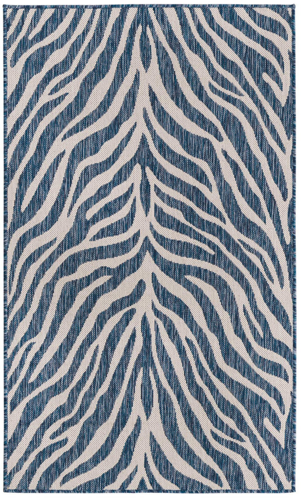 Unique Loom Natural 2' X 8' Outdoor Safari Runner - Enhance Your Patio With Earthy Elegance And Rustic Charm Blue  3168133-unique-loom