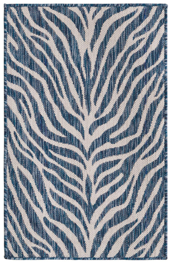 Unique Loom Natural 2' X 8' Outdoor Safari Runner - Enhance Your Patio With Earthy Elegance And Rustic Charm Blue  3168135-unique-loom