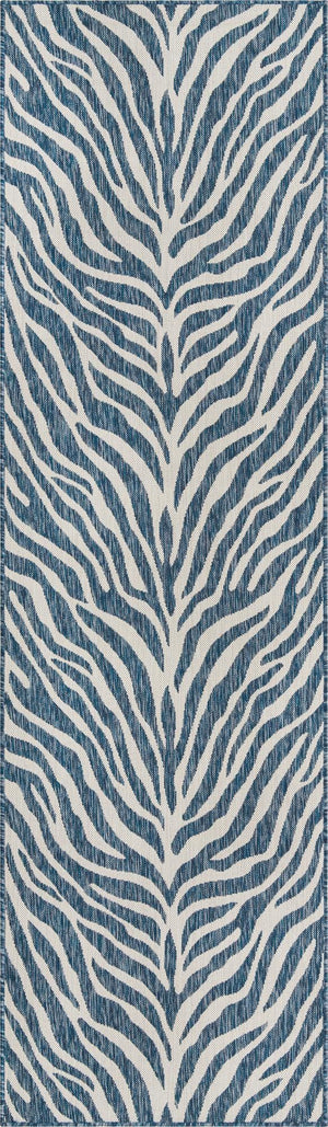 Unique Loom Natural 2' X 8' Outdoor Safari Runner - Enhance Your Patio With Earthy Elegance And Rustic Charm Blue  3168139-unique-loom