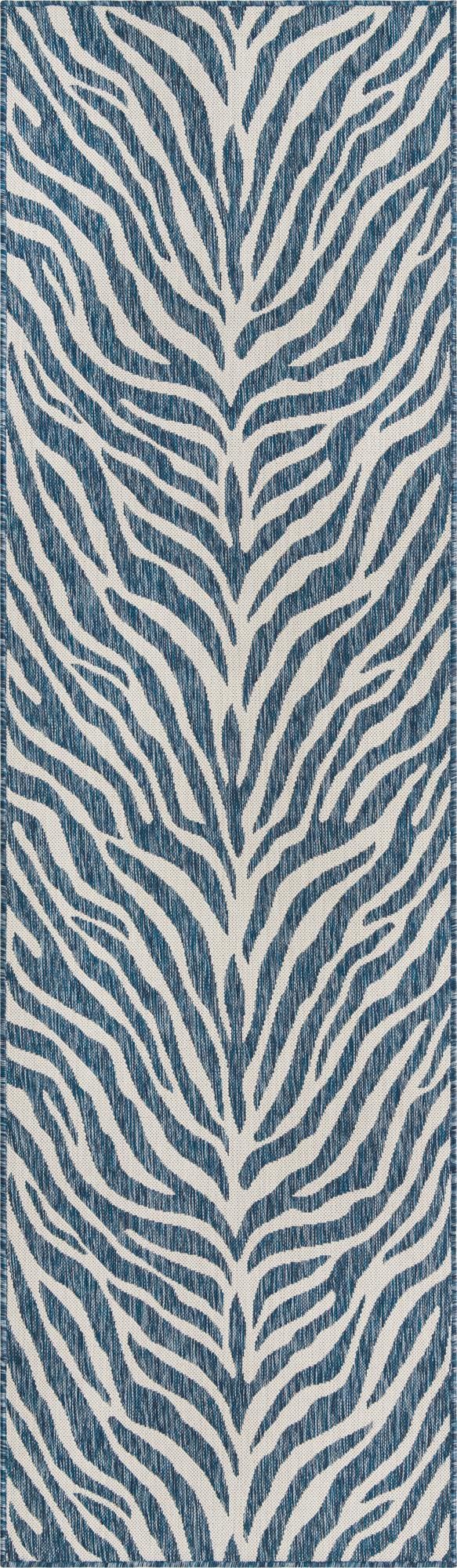 Unique Loom Natural 2' X 8' Outdoor Safari Runner - Enhance Your Patio With Earthy Elegance And Rustic Charm Blue  3168139-unique-loom