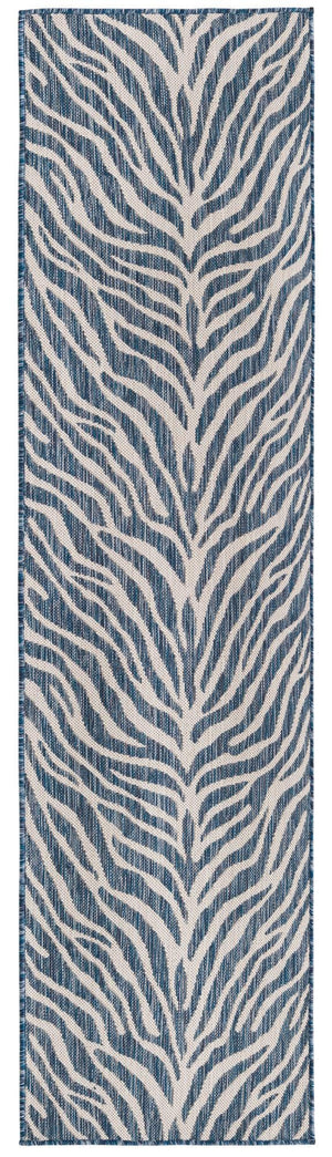 Unique Loom Natural 2' X 8' Outdoor Safari Runner - Enhance Your Patio With Earthy Elegance And Rustic Charm Blue  3168140-unique-loom