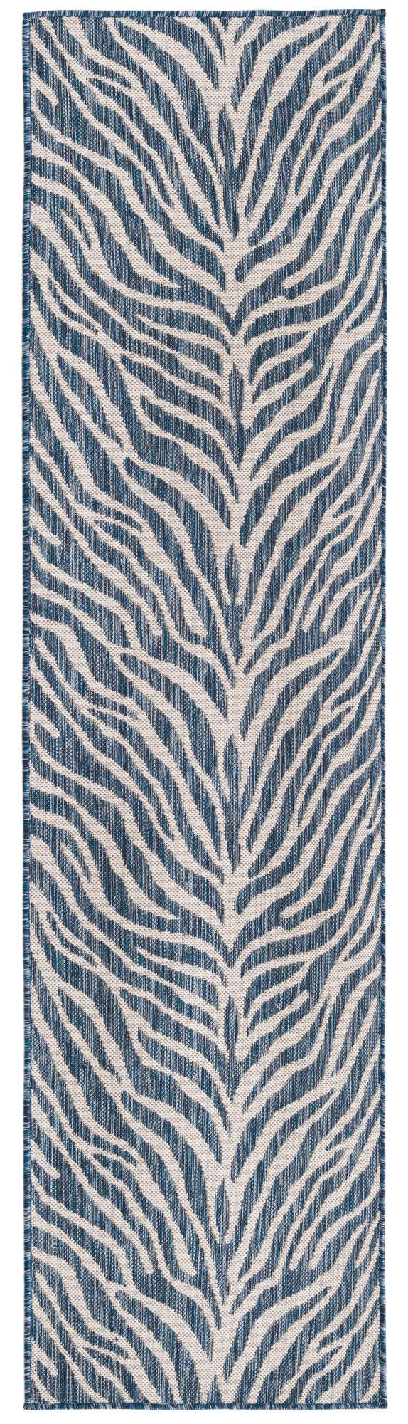 Unique Loom Natural 2' X 8' Outdoor Safari Runner - Enhance Your Patio With Earthy Elegance And Rustic Charm Blue  3168140-unique-loom