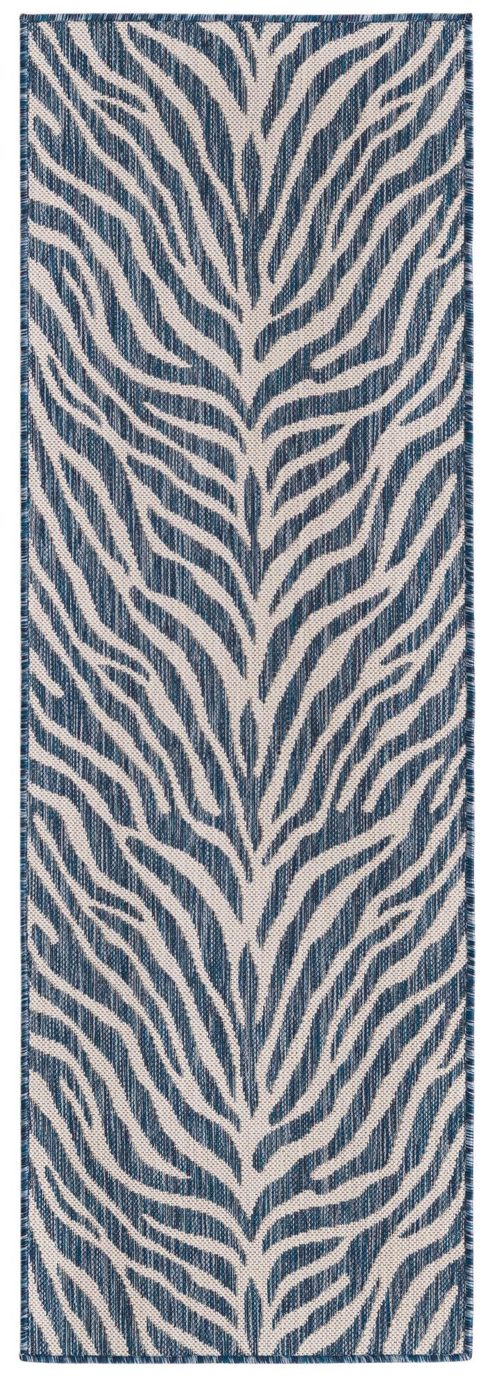 Unique Loom Natural 2' X 8' Outdoor Safari Runner - Enhance Your Patio With Earthy Elegance And Rustic Charm Blue  3168141-unique-loom