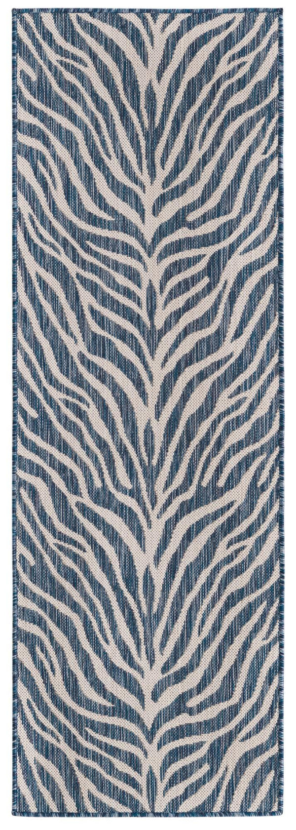 Unique Loom Natural 2' X 8' Outdoor Safari Runner - Enhance Your Patio With Earthy Elegance And Rustic Charm Blue  3168141-unique-loom