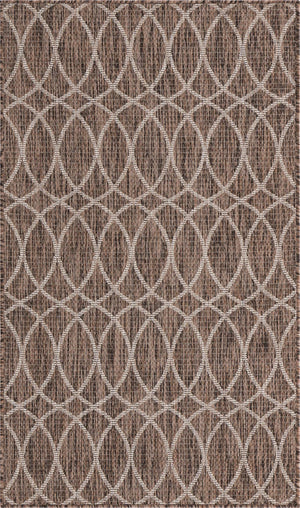 Unique Loom Brown Outdoor Trellis Rug - Stylish 3' X 5' Design For Patios And Garden Seating Areas Brown  3168175-unique-loom