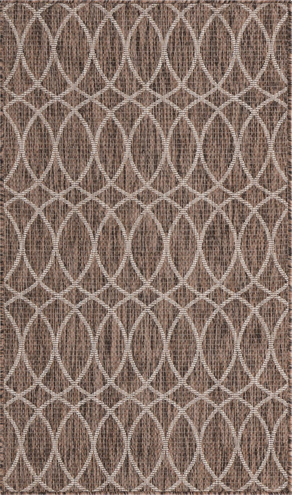 Unique Loom Brown Outdoor Trellis Rug - Stylish 3' X 5' Design For Patios And Garden Seating Areas Brown  3168175-unique-loom