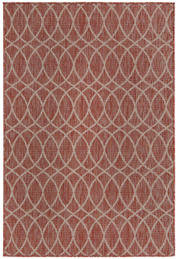 Unique Loom Brown Outdoor Trellis Rug - Stylish 3' X 5' Design For Patios And Garden Seating Areas Red  3168188-unique-loom