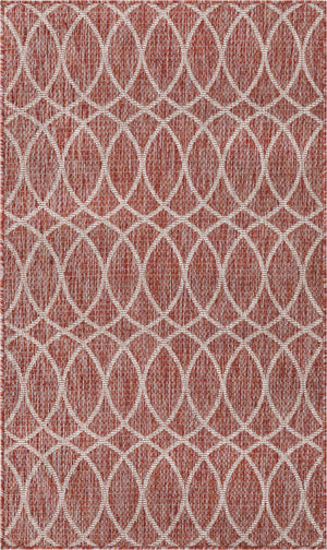 Unique Loom Brown Outdoor Trellis Rug - Stylish 3' X 5' Design For Patios And Garden Seating Areas Red  3168189-unique-loom