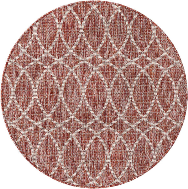 Unique Loom Brown Outdoor Trellis Rug - Stylish 3' X 5' Design For Patios And Garden Seating Areas Red  3168190-unique-loom