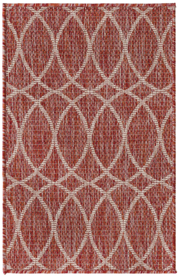 Unique Loom Brown Outdoor Trellis Rug - Stylish 3' X 5' Design For Patios And Garden Seating Areas Red  3168191-unique-loom