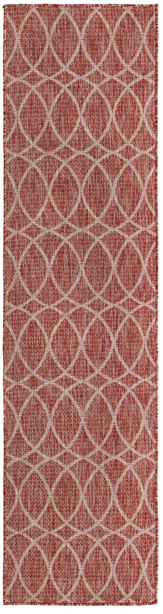 Unique Loom Brown Outdoor Trellis Rug - Stylish 3' X 5' Design For Patios And Garden Seating Areas Red  3168196-unique-loom