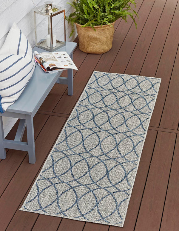 Unique Loom Charcoal Outdoor Trellis Runner - Elegant Design, Weather-resistant, Perfect For Patios & Walkways Gray Blue  3168211-unique-loom