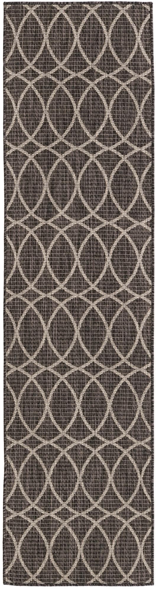 Unique Loom Charcoal Outdoor Trellis Runner - Elegant Design, Weather-resistant, Perfect For Patios & Walkways Charcoal  3168224-unique-loom