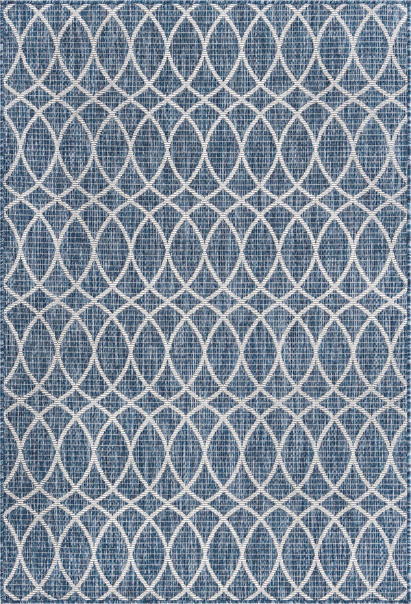 Unique Loom Charcoal Outdoor Trellis Runner - Elegant Design, Weather-resistant, Perfect For Patios & Walkways Blue  3168230-unique-loom