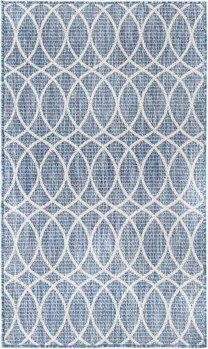 Unique Loom Charcoal Outdoor Trellis Runner - Elegant Design, Weather-resistant, Perfect For Patios & Walkways Blue  3168231-unique-loom
