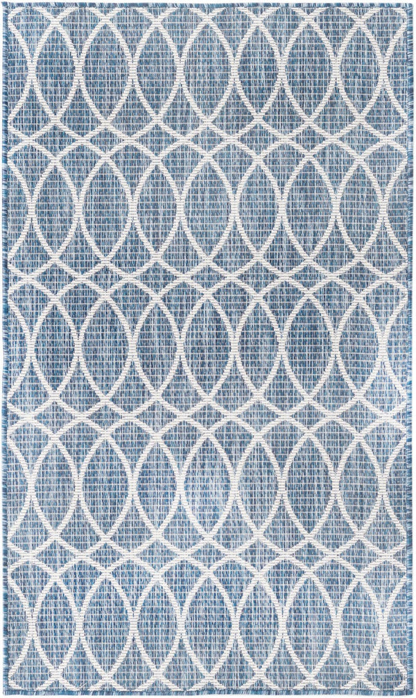 Unique Loom Charcoal Outdoor Trellis Runner - Elegant Design, Weather-resistant, Perfect For Patios & Walkways Blue  3168231-unique-loom