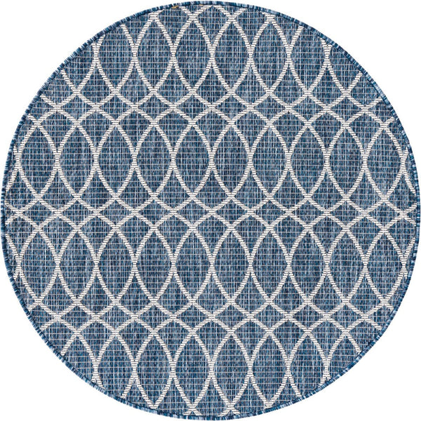 Unique Loom Charcoal Outdoor Trellis Runner - Elegant Design, Weather-resistant, Perfect For Patios & Walkways Blue  3168236-unique-loom