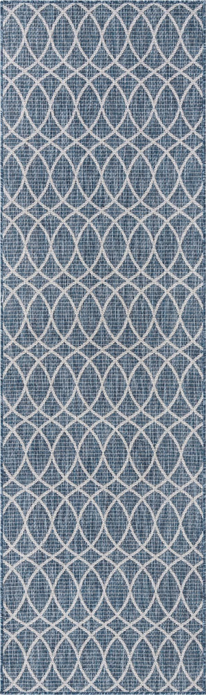 Unique Loom Charcoal Outdoor Trellis Runner - Elegant Design, Weather-resistant, Perfect For Patios & Walkways Blue  3168237-unique-loom