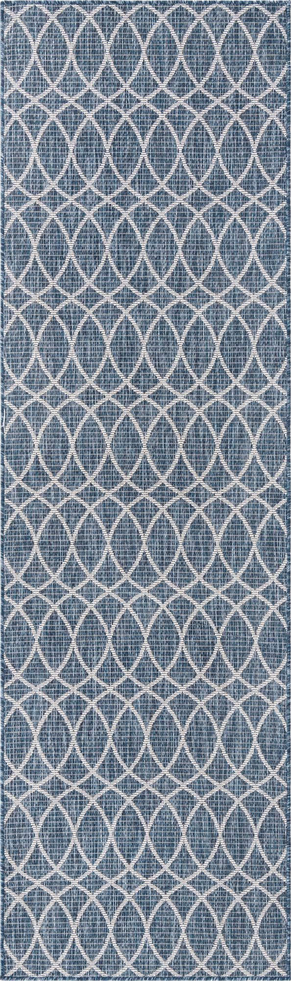 Unique Loom Charcoal Outdoor Trellis Runner - Elegant Design, Weather-resistant, Perfect For Patios & Walkways Blue  3168237-unique-loom