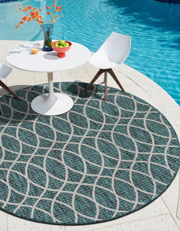 Unique Loom Charcoal Outdoor Trellis Runner - Elegant Design, Weather-resistant, Perfect For Patios & Walkways Teal  3168246-unique-loom