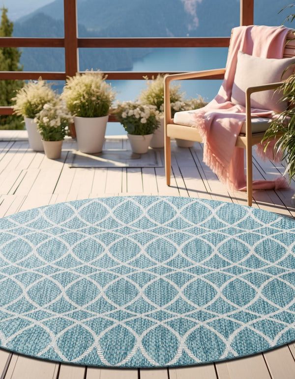 Unique Loom Charcoal Outdoor Trellis Runner - Elegant Design, Weather-resistant, Perfect For Patios & Walkways Light Aqua  3168260-unique-loom
