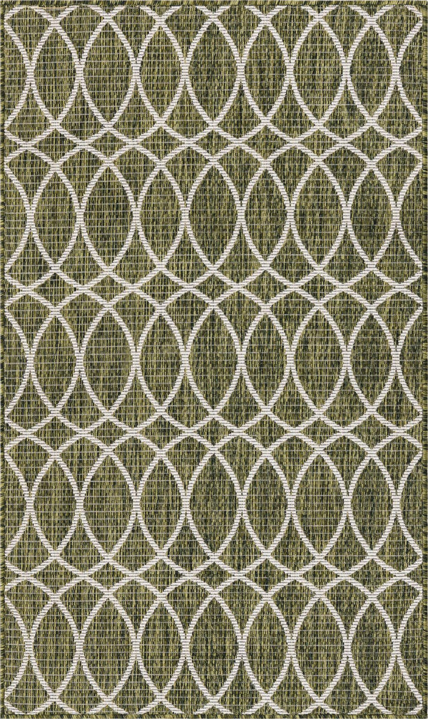 Unique Loom Charcoal Outdoor Trellis Runner - Elegant Design, Weather-resistant, Perfect For Patios & Walkways Green  3168287-unique-loom