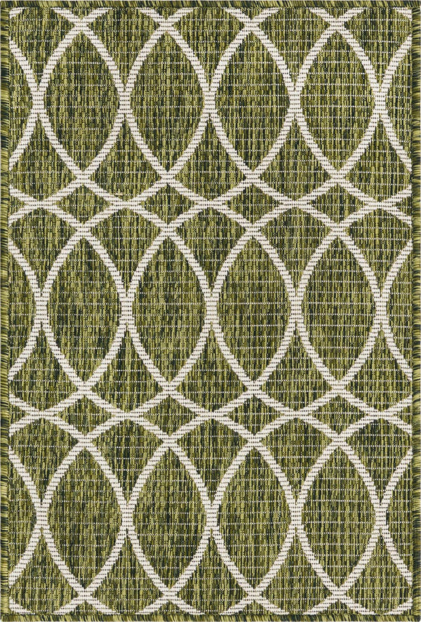Unique Loom Charcoal Outdoor Trellis Runner - Elegant Design, Weather-resistant, Perfect For Patios & Walkways Green  3168289-unique-loom