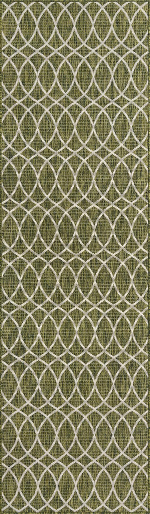 Unique Loom Charcoal Outdoor Trellis Runner - Elegant Design, Weather-resistant, Perfect For Patios & Walkways Green  3168293-unique-loom