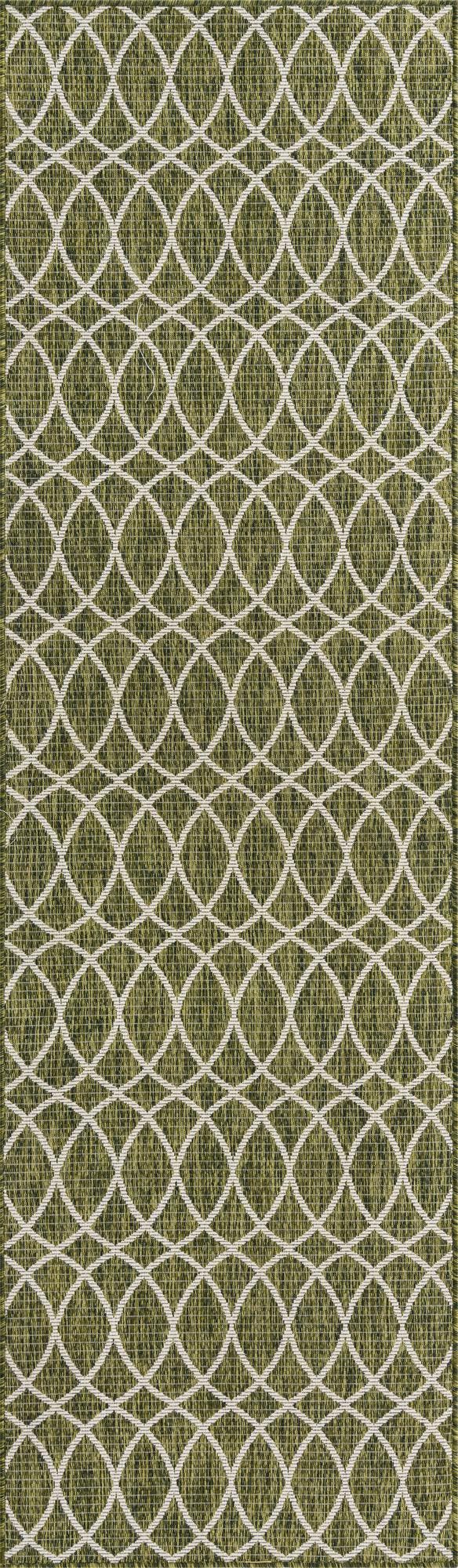Unique Loom Charcoal Outdoor Trellis Runner - Elegant Design, Weather-resistant, Perfect For Patios & Walkways Green  3168293-unique-loom