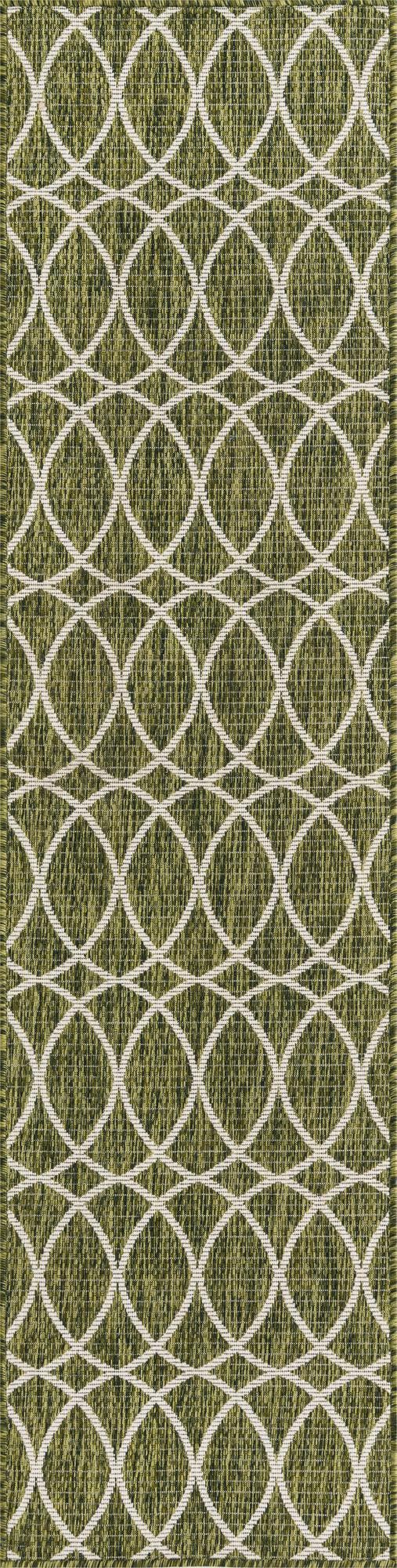 Unique Loom Charcoal Outdoor Trellis Runner - Elegant Design, Weather-resistant, Perfect For Patios & Walkways Green  3168294-unique-loom