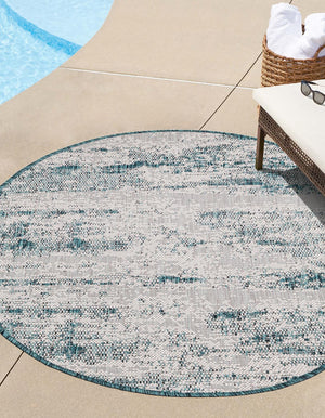 Unique Loom Brown Outdoor Modern Rug - Stylish 3'1" X 5'3" Weather-resistant Design For Patios And Decks Teal  3168360-unique-loom