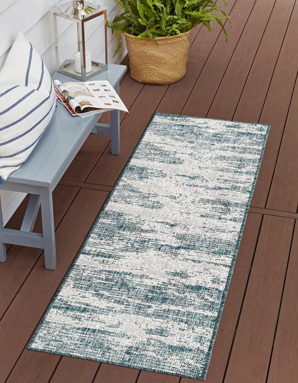 Unique Loom Brown Outdoor Modern Rug - Stylish 3'1" X 5'3" Weather-resistant Design For Patios And Decks Teal  3168367-unique-loom