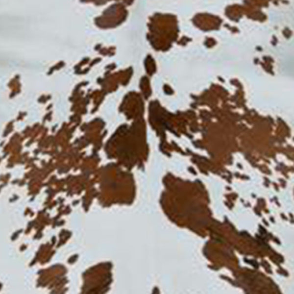 HomeRoots 24" X 36" Luxurious Calfskin Area Rug - Handcrafted Elegance for Timeless Home Décor Style Brown/White 316836