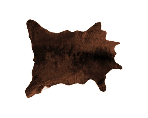 HomeRoots 24" X 36" Calfskin Area Rug – Luxurious Hand-Knotted Brazilian Design for Elegant Interiors Brown 316837