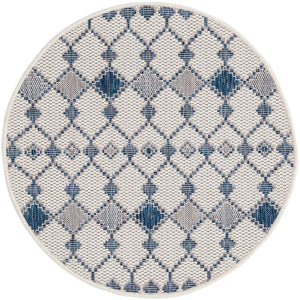 Unique Loom Magenta Outdoor Trellis Rug - Vibrant Weather-resistant Design For Patios And Decks, 3 Feet Round Ivory  3168402-unique-loom