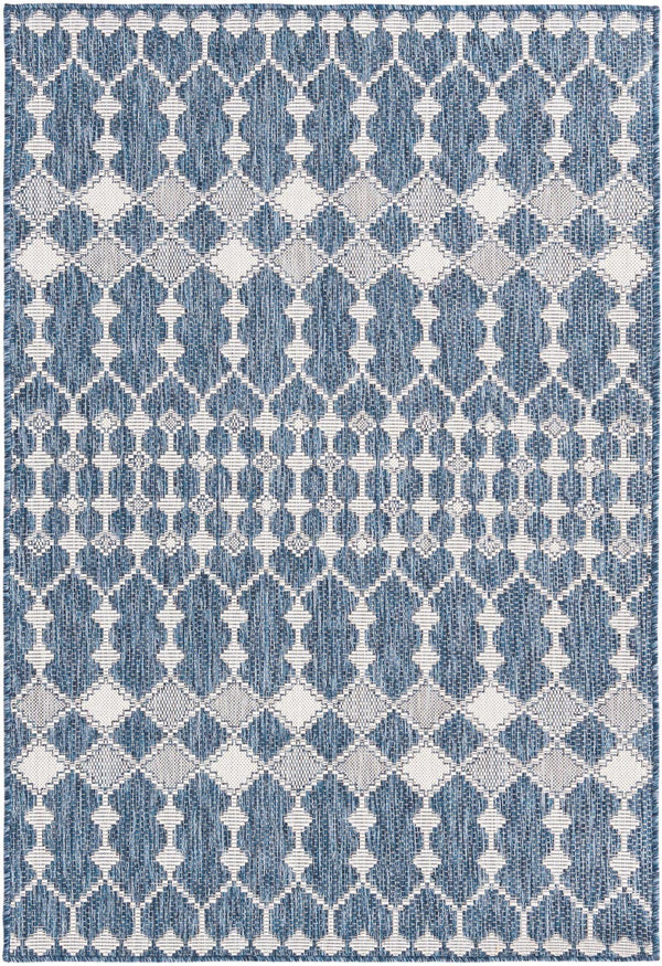 Unique Loom Magenta Outdoor Trellis Rug - Vibrant Weather-resistant Design For Patios And Decks, 3 Feet Round Blue  3168414-unique-loom