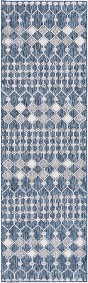 Unique Loom Magenta Outdoor Trellis Rug - Vibrant Weather-resistant Design For Patios And Decks, 3 Feet Round Blue  3168421-unique-loom