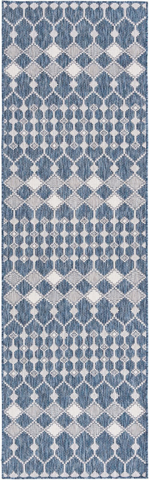 Unique Loom Magenta Outdoor Trellis Rug - Vibrant Weather-resistant Design For Patios And Decks, 3 Feet Round Blue  3168421-unique-loom