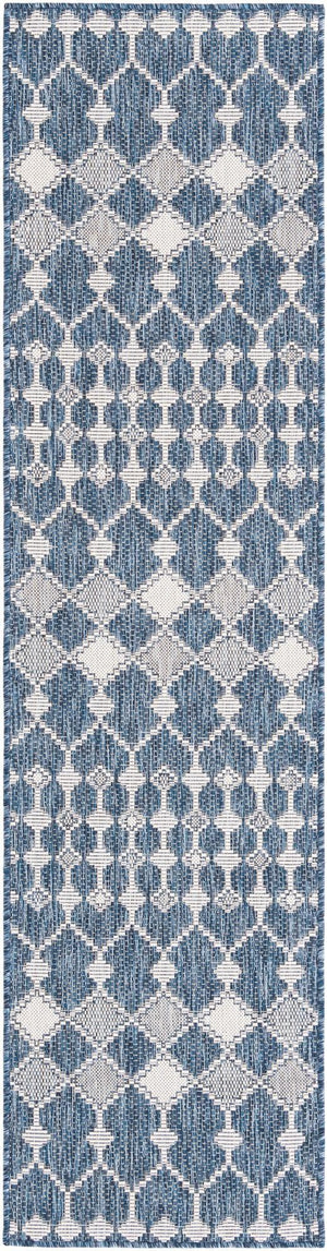 Unique Loom Magenta Outdoor Trellis Rug - Vibrant Weather-resistant Design For Patios And Decks, 3 Feet Round Blue  3168422-unique-loom