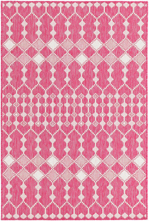 Unique Loom Magenta Outdoor Trellis Rug - Vibrant Weather-resistant Design For Patios And Decks, 3 Feet Round Magenta  3168442-unique-loom