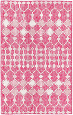 Unique Loom Magenta Outdoor Trellis Rug - Vibrant Weather-resistant Design For Patios And Decks, 3 Feet Round Magenta  3168443-unique-loom