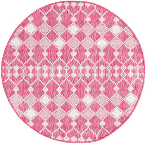 Unique Loom Magenta Outdoor Trellis Rug - Vibrant Weather-resistant Design For Patios And Decks, 3 Feet Round Green  3168448-unique-loom