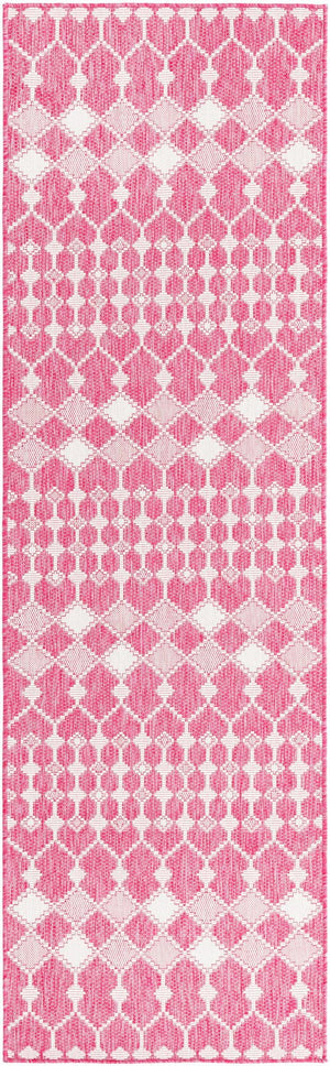 Unique Loom Magenta Outdoor Trellis Rug - Vibrant Weather-resistant Design For Patios And Decks, 3 Feet Round Magenta  3168449-unique-loom