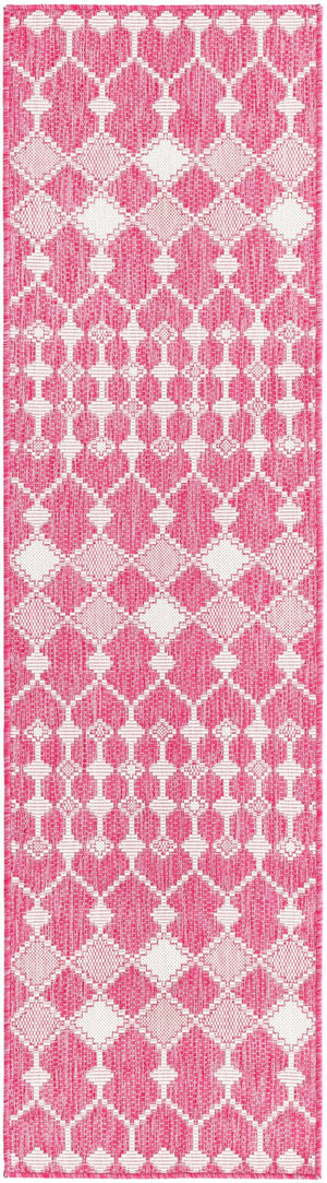 Unique Loom Magenta Outdoor Trellis Rug - Vibrant Weather-resistant Design For Patios And Decks, 3 Feet Round Magenta  3168450-unique-loom