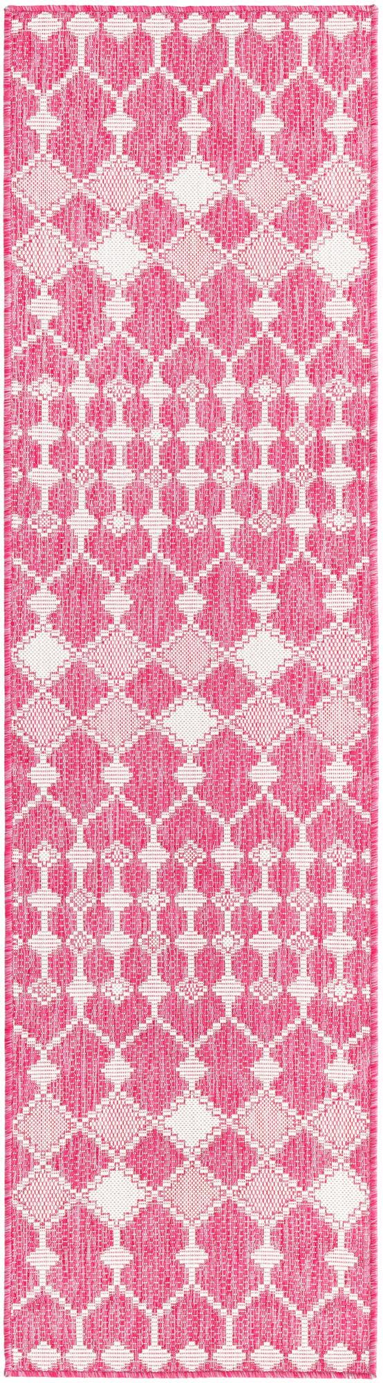 Unique Loom Magenta Outdoor Trellis Rug - Vibrant Weather-resistant Design For Patios And Decks, 3 Feet Round Magenta  3168450-unique-loom