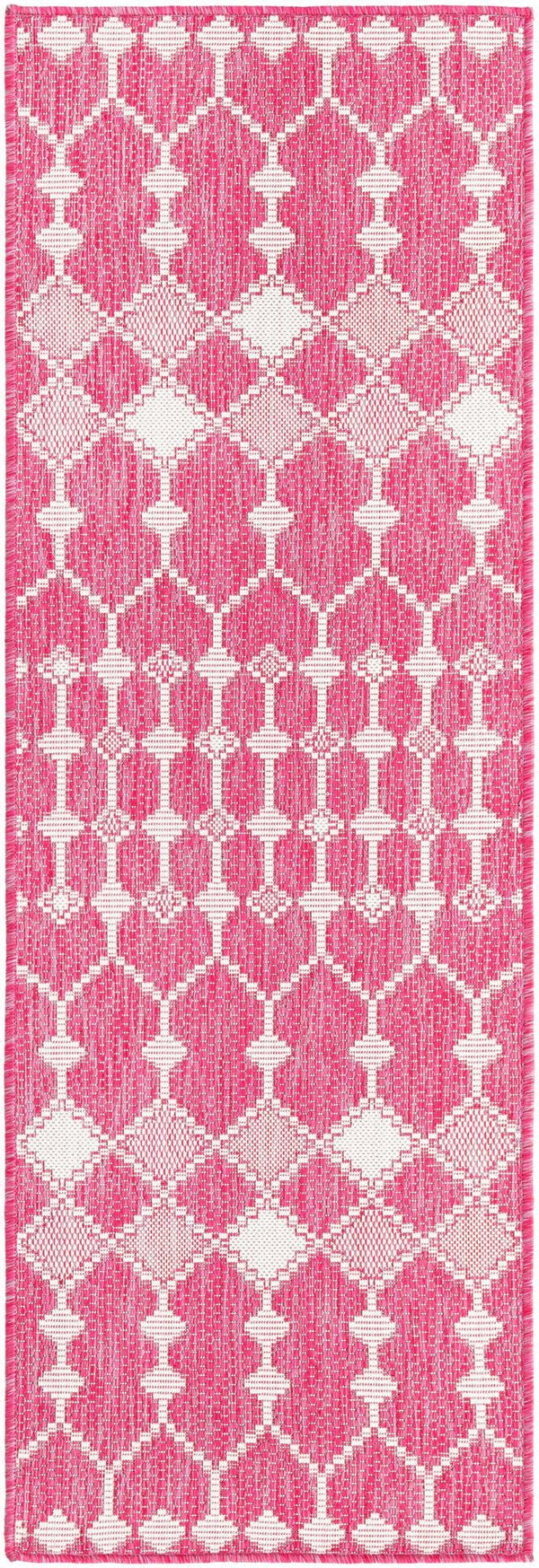 Unique Loom Magenta Outdoor Trellis Rug - Vibrant Weather-resistant Design For Patios And Decks, 3 Feet Round Magenta  3168451-unique-loom