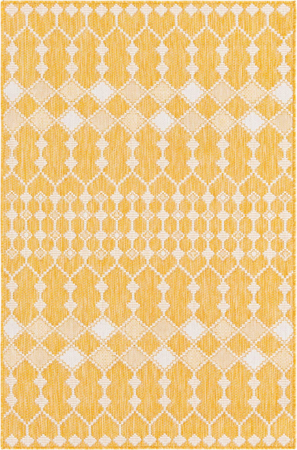 Unique Loom Magenta Outdoor Trellis Rug - Vibrant Weather-resistant Design For Patios And Decks, 3 Feet Round Yellow  3168456-unique-loom