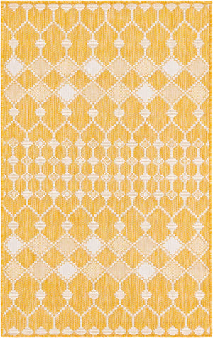 Unique Loom Magenta Outdoor Trellis Rug - Vibrant Weather-resistant Design For Patios And Decks, 3 Feet Round Yellow  3168457-unique-loom