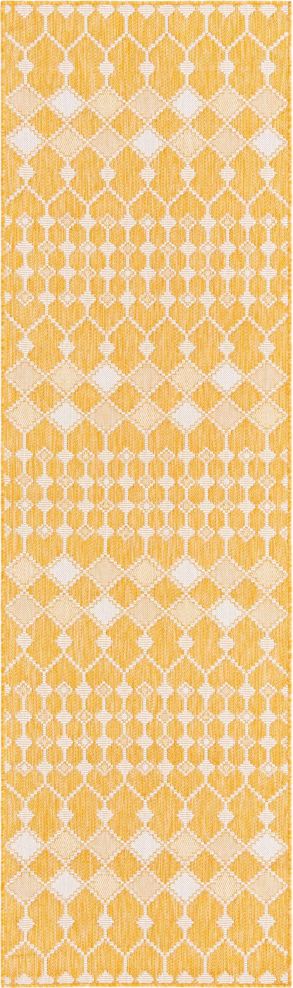 Unique Loom Magenta Outdoor Trellis Rug - Vibrant Weather-resistant Design For Patios And Decks, 3 Feet Round Yellow  3168463-unique-loom